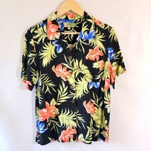 VTG Y2K Hawaiian Shirt Size PM TAHITI REEF CLUB Button Front Short Sleeve Pocket